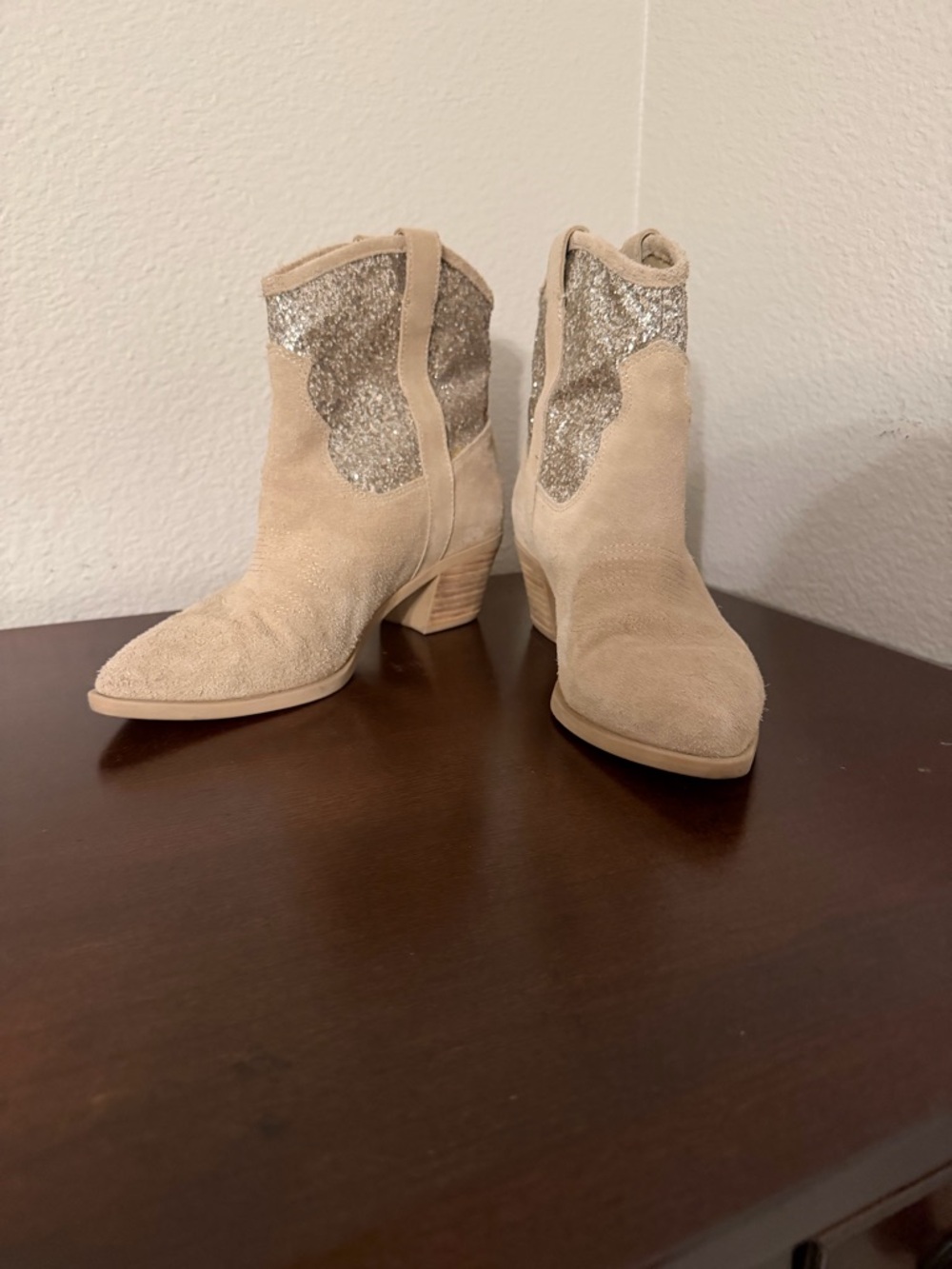 DOLCE VITA Shreya Glitter Suede Cowboy Boots, Size 9.5